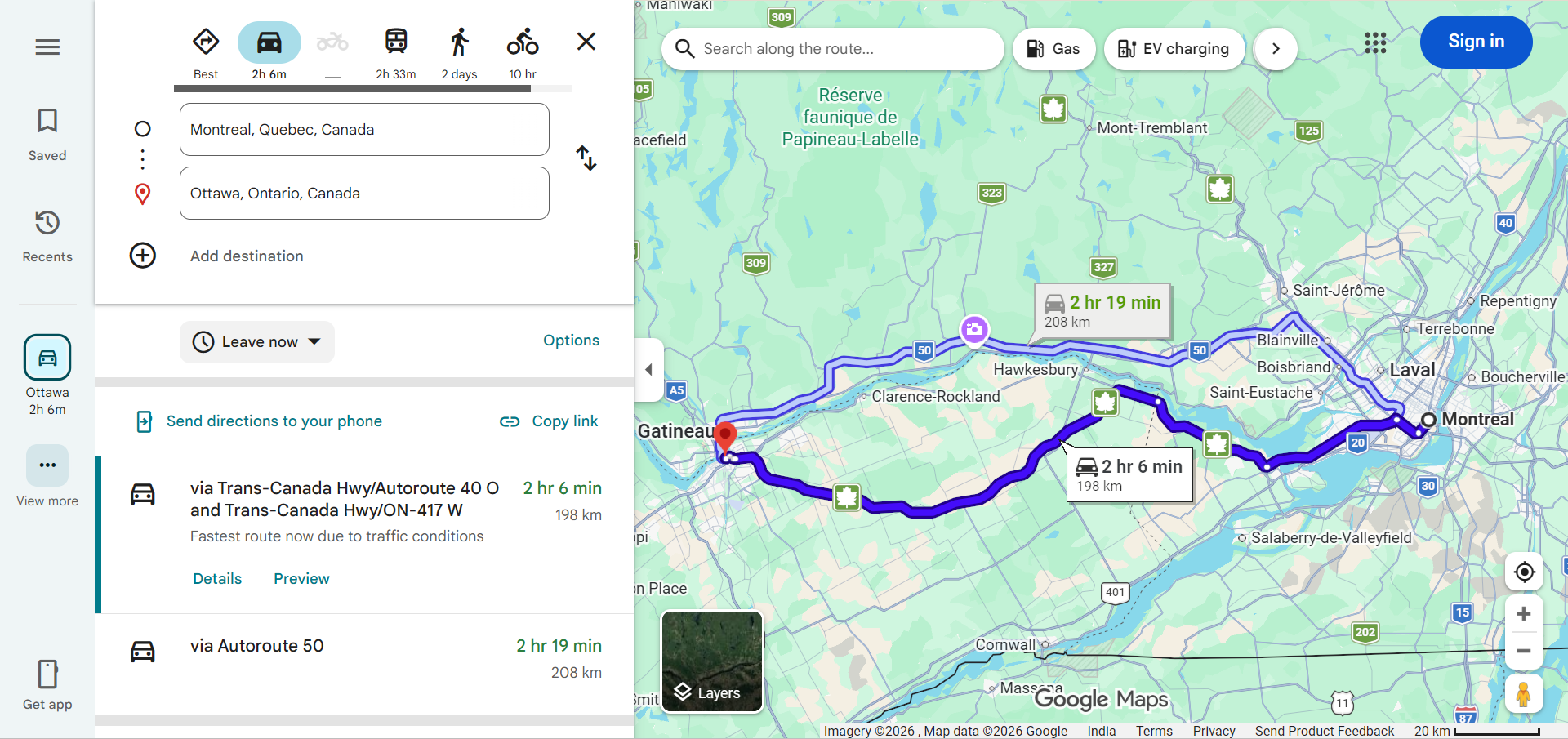 Driving Directions Across Canada